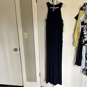 Elegant Navy Sleeveless Maxi Dress